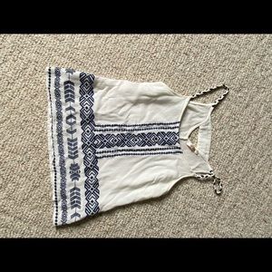 Size M Skies are Blue tank top from Stitchfix. White with blue embroidery